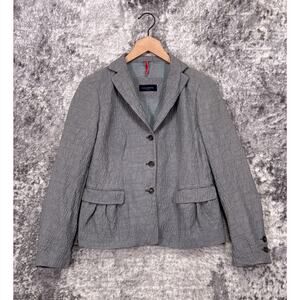 Piazza Sempione Blazer Womens Gray Silk Textured Button Jacket Size 46 / US L